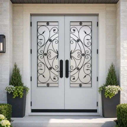 SD115 steel entry door installed home entrance scene