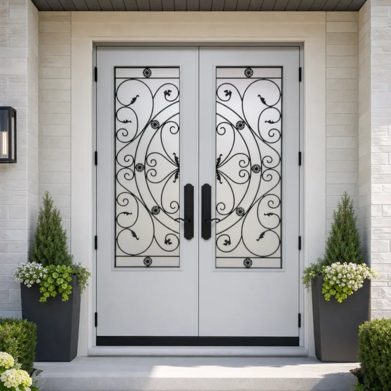 SD115 steel entry door installed home entrance scene