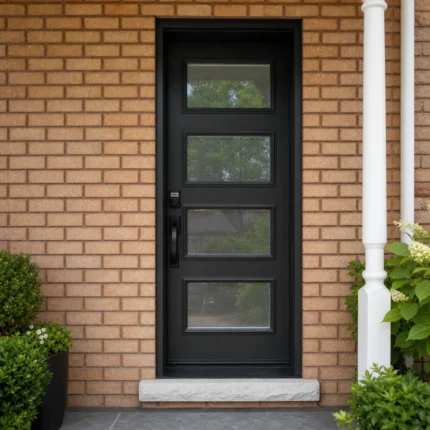 SD116 steel entry door installed home entrance scene