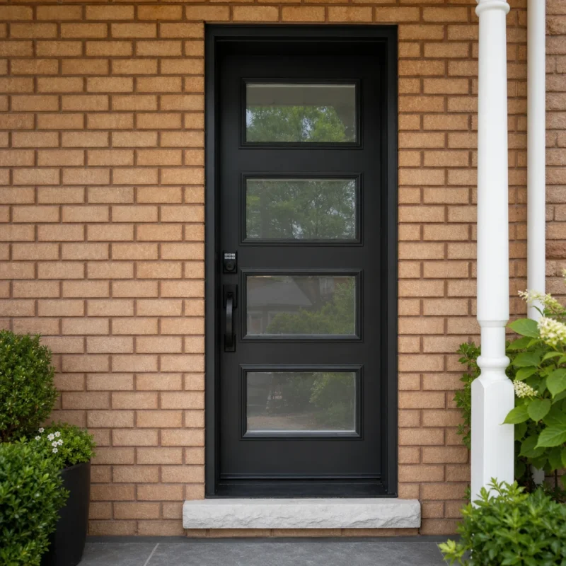 SD116 steel entry door installed home entrance scene