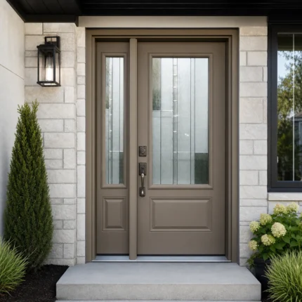 SD117 steel entry door installed home entrance scene