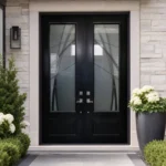 SD118 steel entry door installed home entrance scene