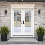 SD119 steel entry door installed home entrance scene