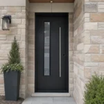 SD121 steel entry door installed home entrance scene