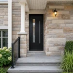 SD122 steel entry door installed home entrance scene
