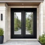 SD123 steel entry door installed home entrance scene