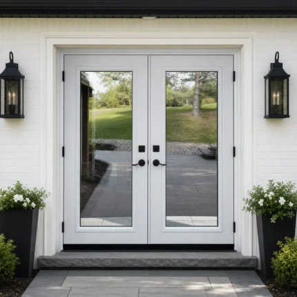 SD124 steel entry door installed home entrance scene
