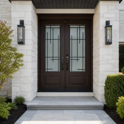 SD128 steel entry door installed home entrance scene