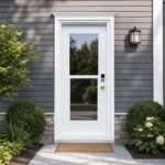 SD129 steel entry door installed home entrance scene