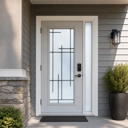 SD131 steel entry door installed home entrance scene