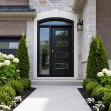 SD133 steel entry door installed home entrance scene