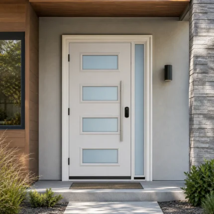 SD137 steel entry door installed home entrance scene