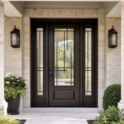 SD138 steel entry door installed home entrance scene