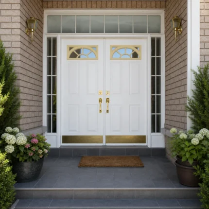 SD140 steel entry door installed home entrance scene