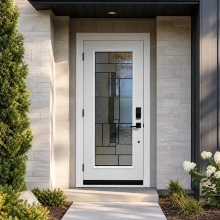 SD141 steel entry door installed home entrance scene