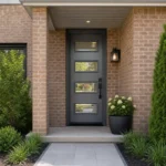 SD142 steel entry door installed home entrance scene