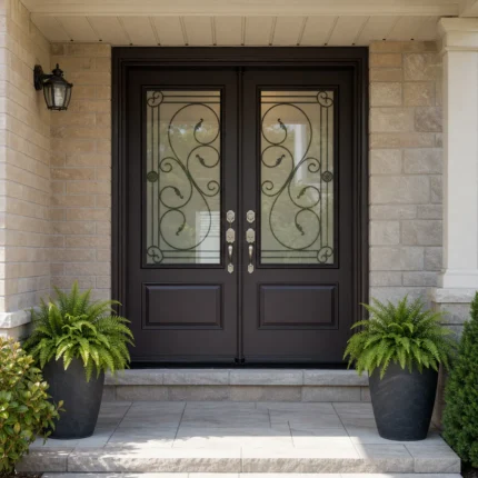 SD144 steel entry door installed home entrance scene