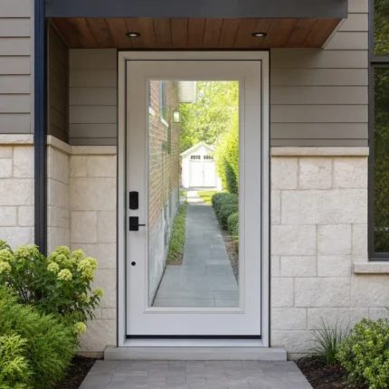 SD146 steel entry door installed home entrance scene