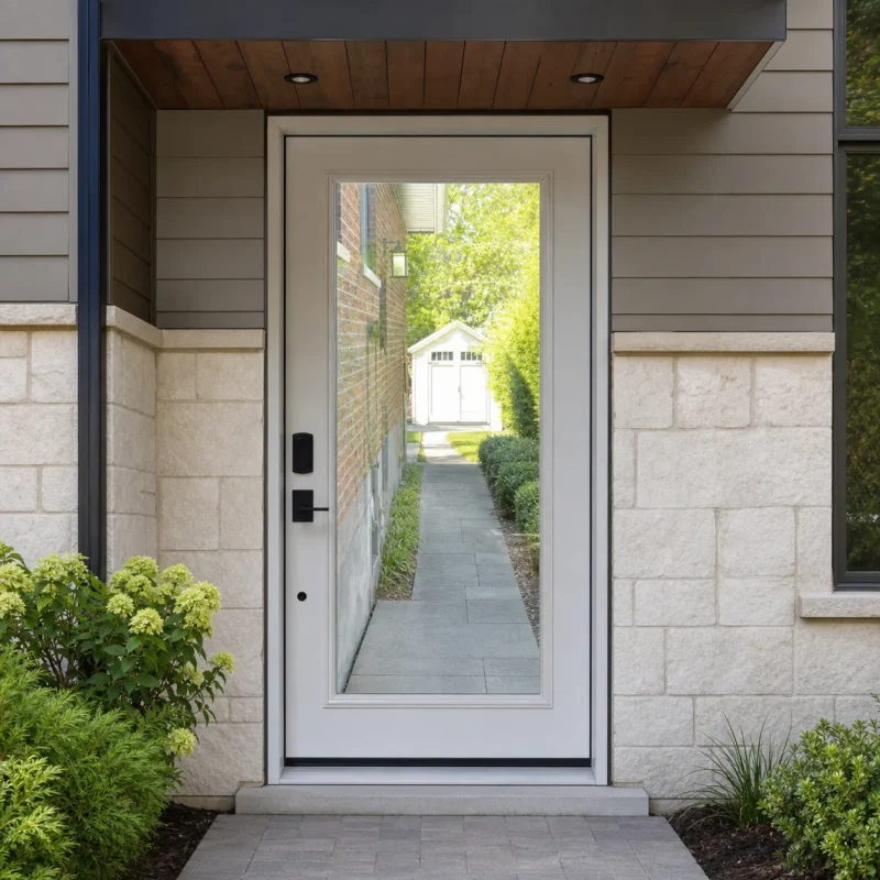SD146 steel entry door installed home entrance scene