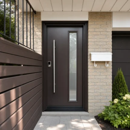 SD147 steel entry door installed home entrance scene