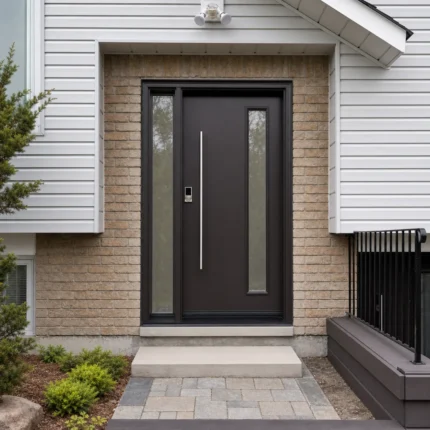 SD148 steel entry door installed home entrance scene
