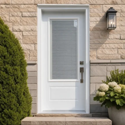SD149 steel entry door installed home entrance scene
