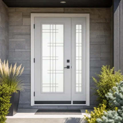 SD153 steel entry door installed home entrance scene