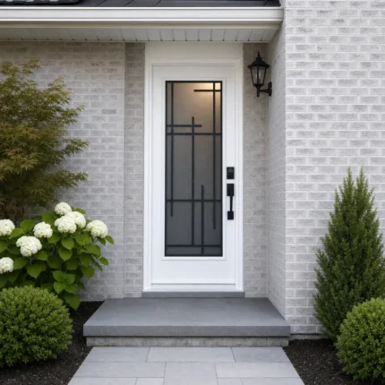 SD154 steel entry door installed home entrance scene