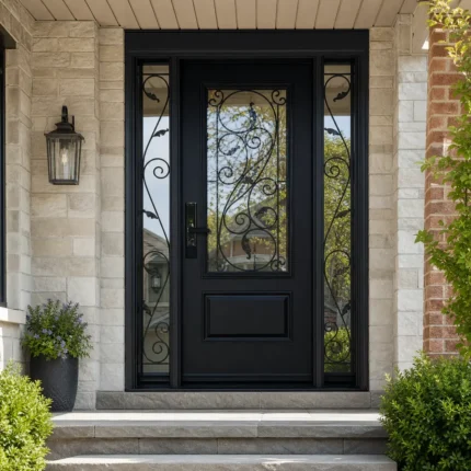 SD156 steel entry door installed home entrance scene