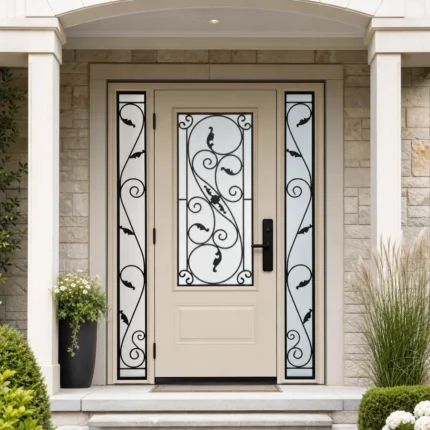 SD157 steel entry door installed home entrance scene
