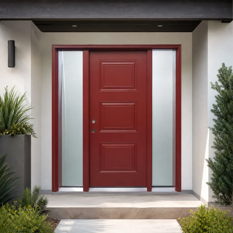 SD158 steel entry door installed home entrance scene