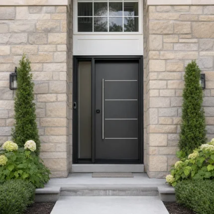 SD159 steel entry door installed home entrance scene