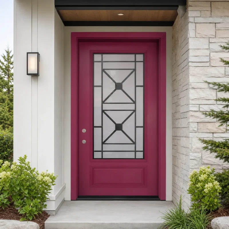 SD163 steel entry door installed home entrance scene