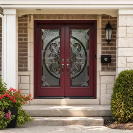 SD164 steel entry door installed home entrance scene