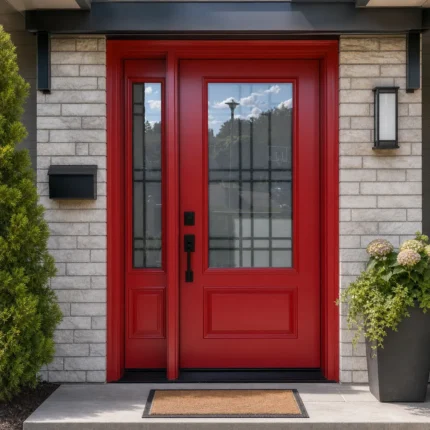 SD167 steel entry door installed home entrance scene