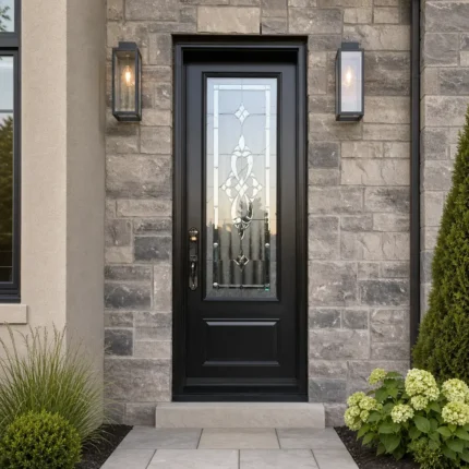 SD173 steel entry door installed home entrance scene
