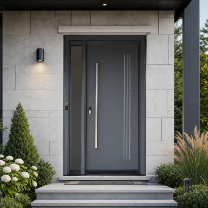 SD179 steel entry door installed home entrance scene