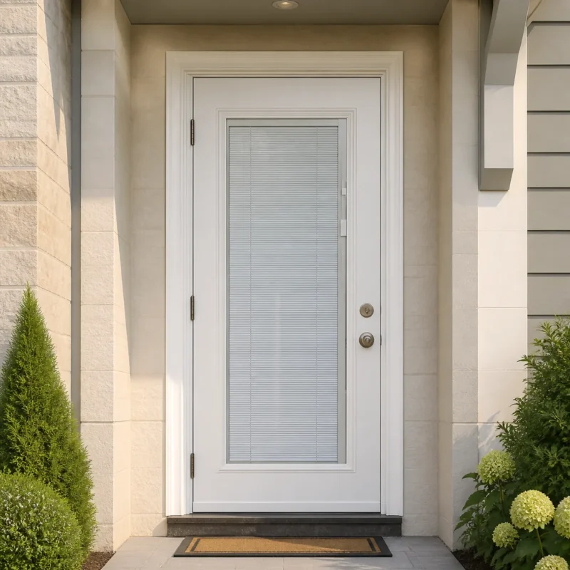SD183 steel entry door installed home entrance scene