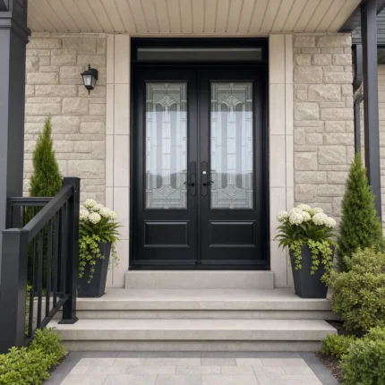 SD185 steel entry door installed home entrance scene
