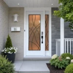 SD187 steel entry door installed home entrance scene