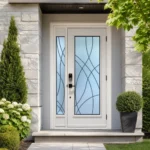 SD188 steel entry door installed home entrance scene