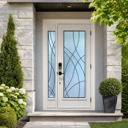 SD188 steel entry door installed home entrance scene