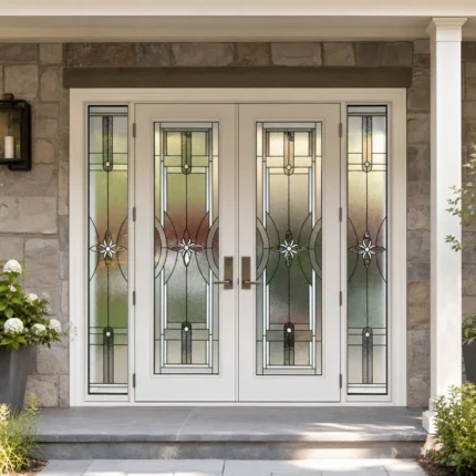 SD189 steel entry door installed home entrance scene