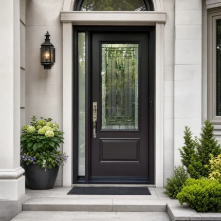 SD193 steel entry door installed home entrance scene