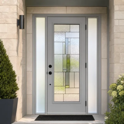 SD194 steel entry door installed home entrance scene