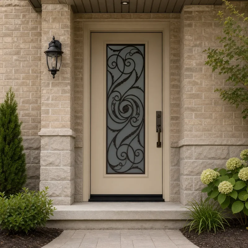 SD195 steel entry door installed home entrance scene