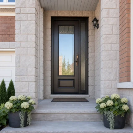 SD196 steel entry door installed home entrance scene