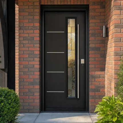 SD197 steel entry door installed home entrance scene