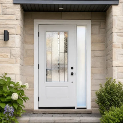 SD198 steel entry door installed home entrance scene