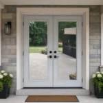 SD199 steel entry door installed home entrance scene